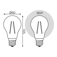 Лампа светодиодная филаментная Gauss E27 6W 4100К прозрачная 1/10/50 102802206