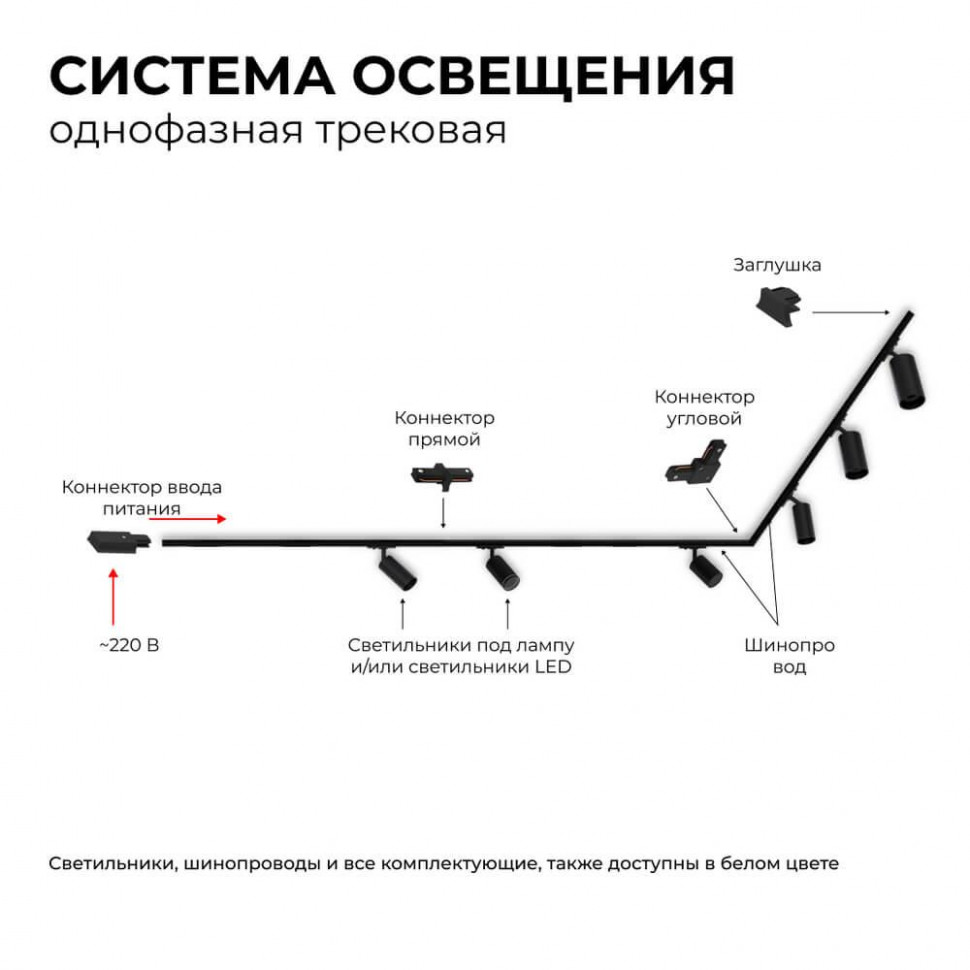 Трековый однофазный светильник Apeyron 25-02