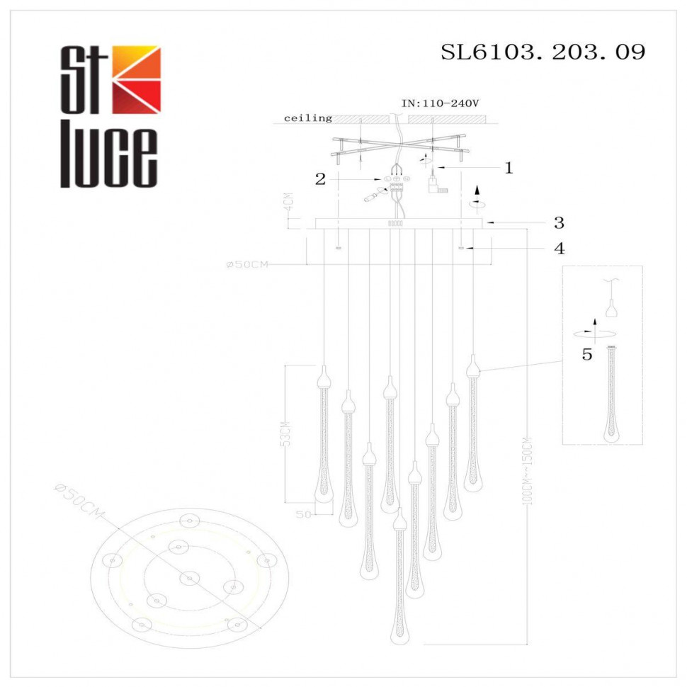 Подвесная люстра ST Luce Faenza SL6103.203.09