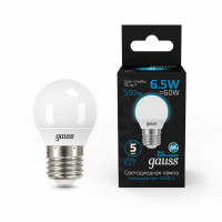 Лампа светодиодная Gauss E27 6,5W 6500K матовая 105102307
