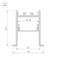Профиль Arlight SL-Comfort-4551-F-2000 Anod Black 031766