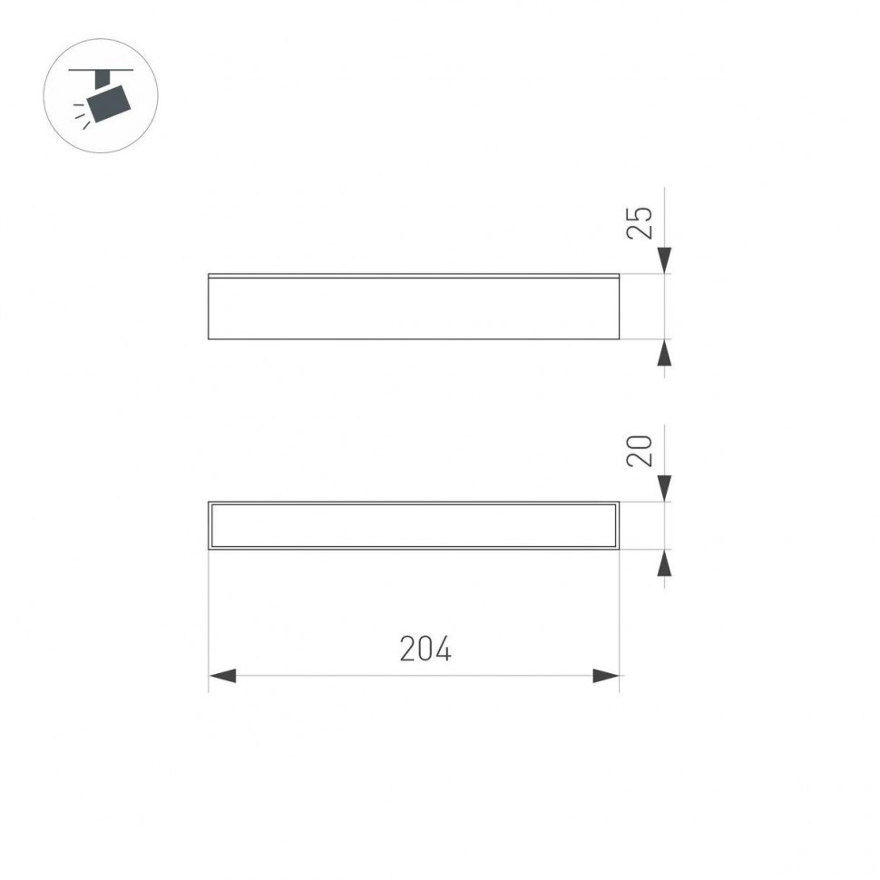 Трековый магнитный светильник Arlight MAG-FLAT-25-L200-6W Day4000 (BK, 100 deg, 24V, DALI) 046331