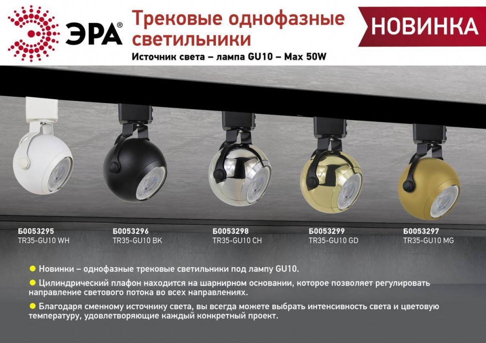 Трековый светильник Эра TR35-GU10 MG Б0053297