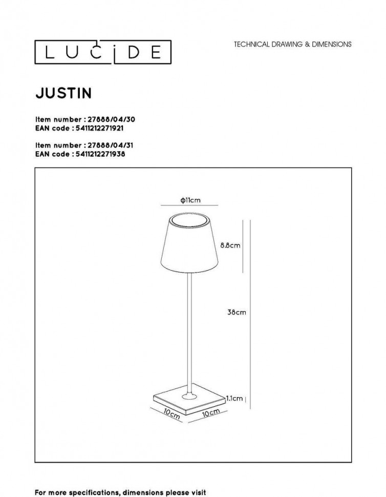 Уличный светильник Lucide Justin 27888/04/31