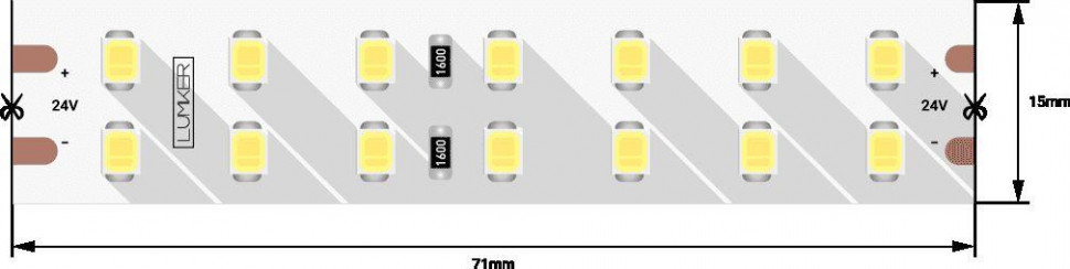 Светодиодная лента Lumker 18W/m 196LED/m 2835SMD нейтральный белый 5M 003147