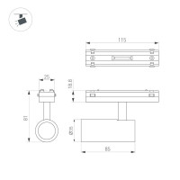 Трековый магнитный светильник Arlight MAG-VIBE-SPOT-R35-8W Day4000-MIX (WH, 24 deg, 48V, DALI) 045003