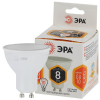 Лампа светодиодная ЭРА GU10 8W 2700K матовая LED MR16-8W-827-GU10 Б0036728