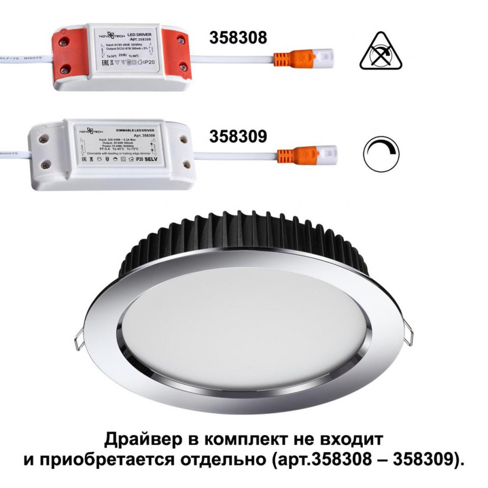 Встраиваемый светодиодный светильник Novotech Spot Drum 358307