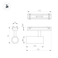 Трековый магнитный светильник Arlight MAG-VIBE-SPOT-R55-18W Day4000 (BK, 24 deg, 48V) 044477