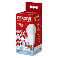 Лампа светодиодная Рекорд E27 15W 4000K матовый белый 23961