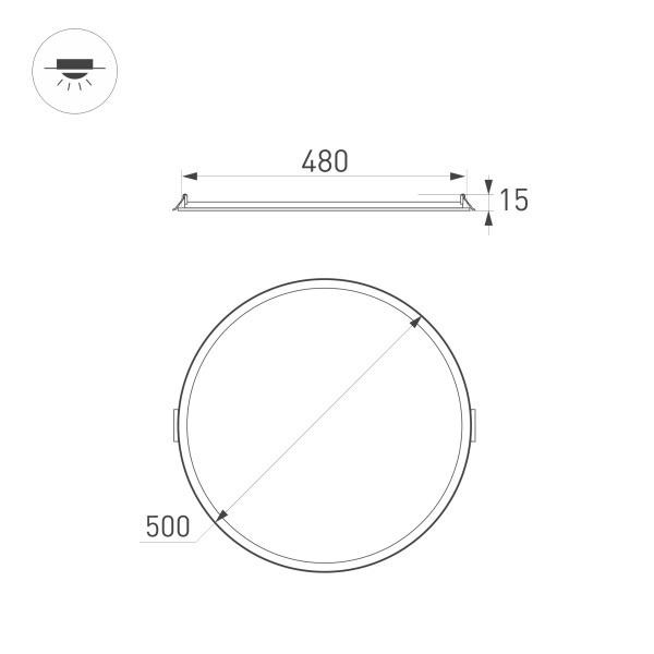 Встраиваемый светильник Arlight DL-Edge-R500-40W Warm3000 036421