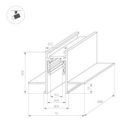 Шинопровод магнитный Arlight встраиваемый Mag-Orient-Track-2652-FDW-2000 035797