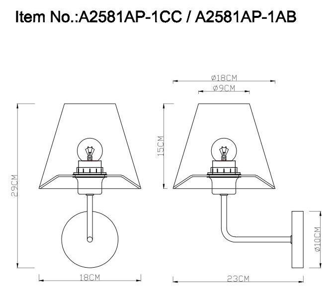 Бра Arte Lamp ELBA A2581AP-1AB
