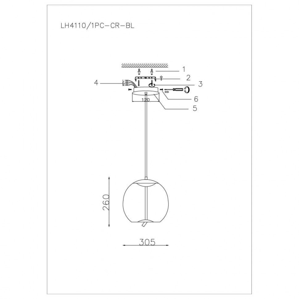 Подвесной светодиодный светильник Lumien Hall Avila LH4110/1PC-CR-BL