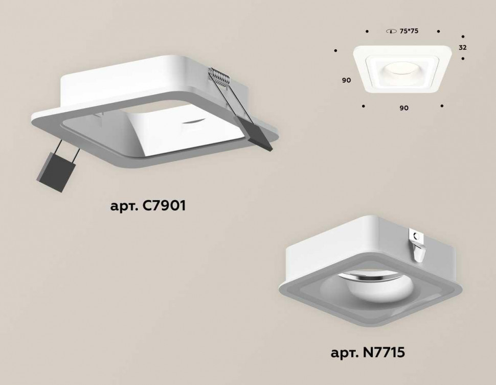 Комплект встраиваемого светильника Ambrella light Techno Spot XC (C7901, N7715) XC7901011