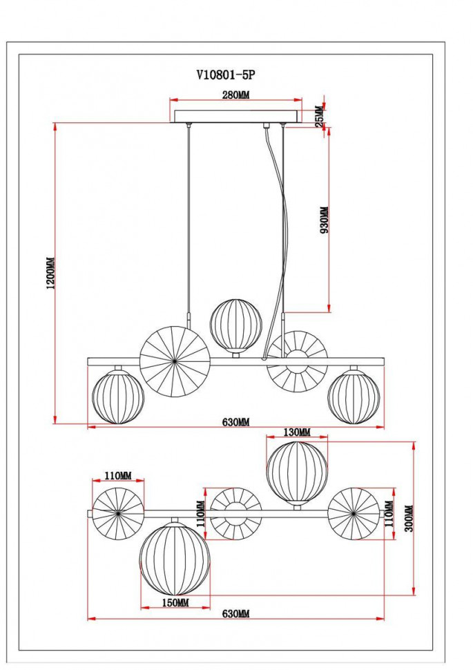 Подвесная люстра Moderli Renny V10801-5P