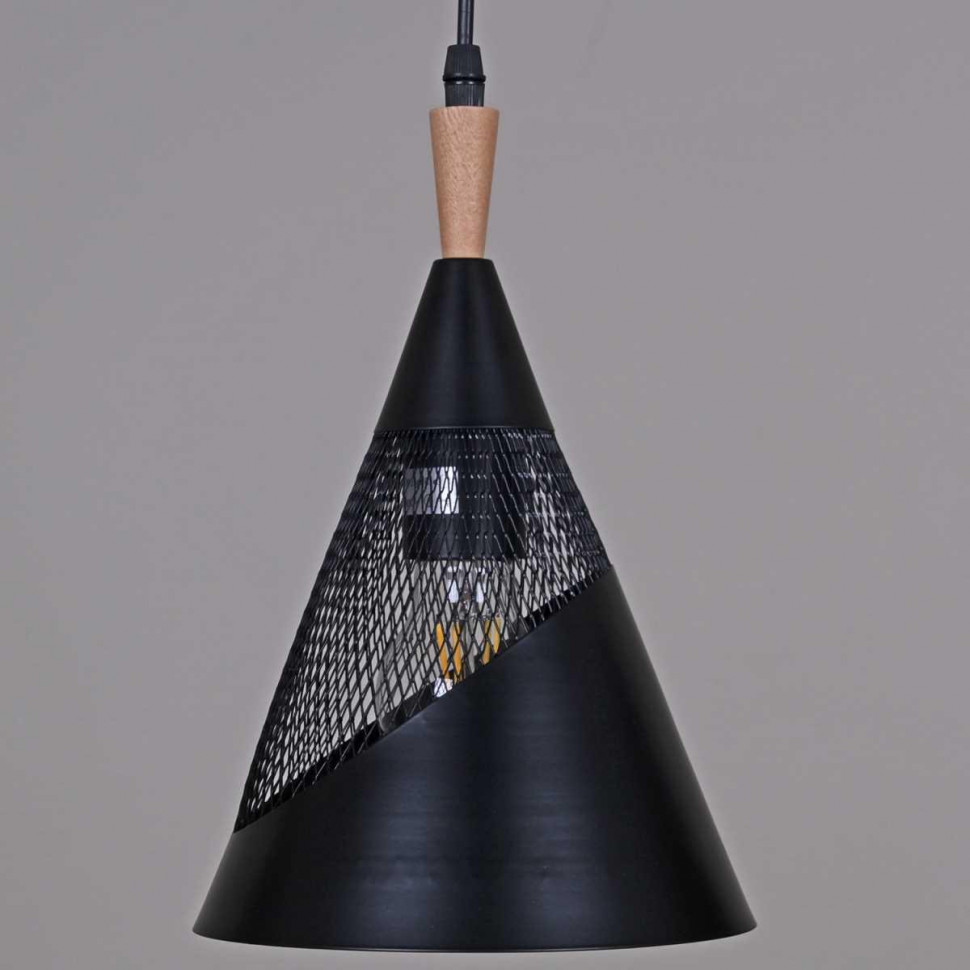 Подвесной светильник Reluce 03250-3.9-03 BK+WOOD