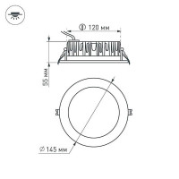Встраиваемый светодиодный светильник Arlight LTD-145WH-Frost-16W White 021493