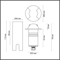 Грунтовый светильник Odeon Light Wald 6662/2GL