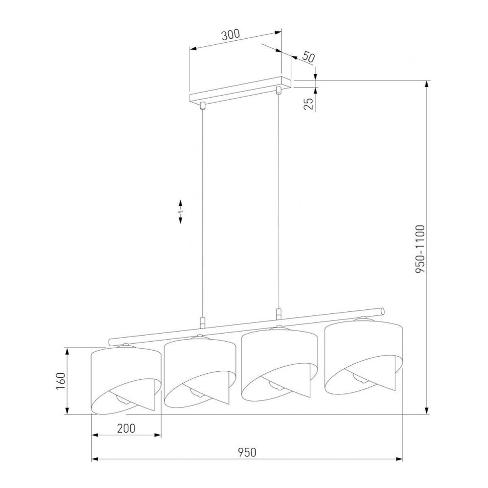 Подвесная люстра TK Lighting 4825 Grant Black a066422