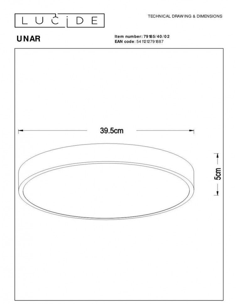 Потолочный светильник Lucide Unar 79185/40/02