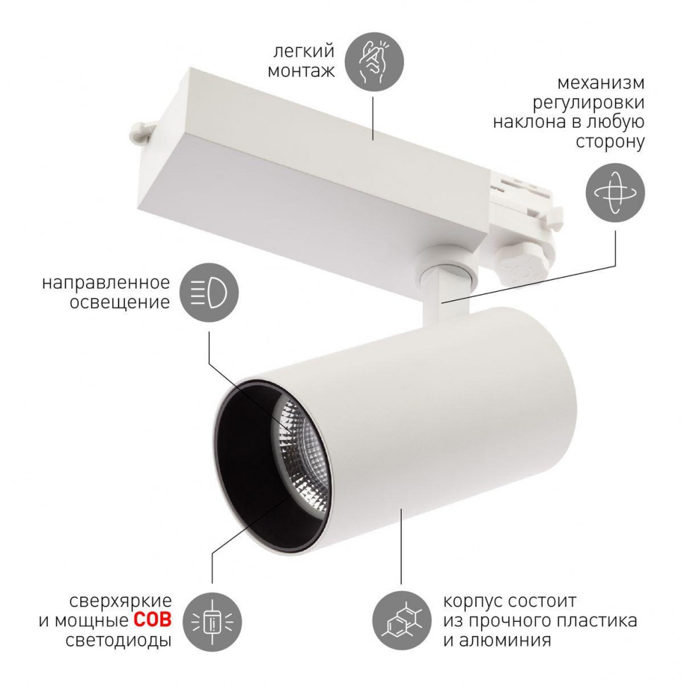 Трековый светильник ЭРА SТR-30-36-40K-W30 Б0049754