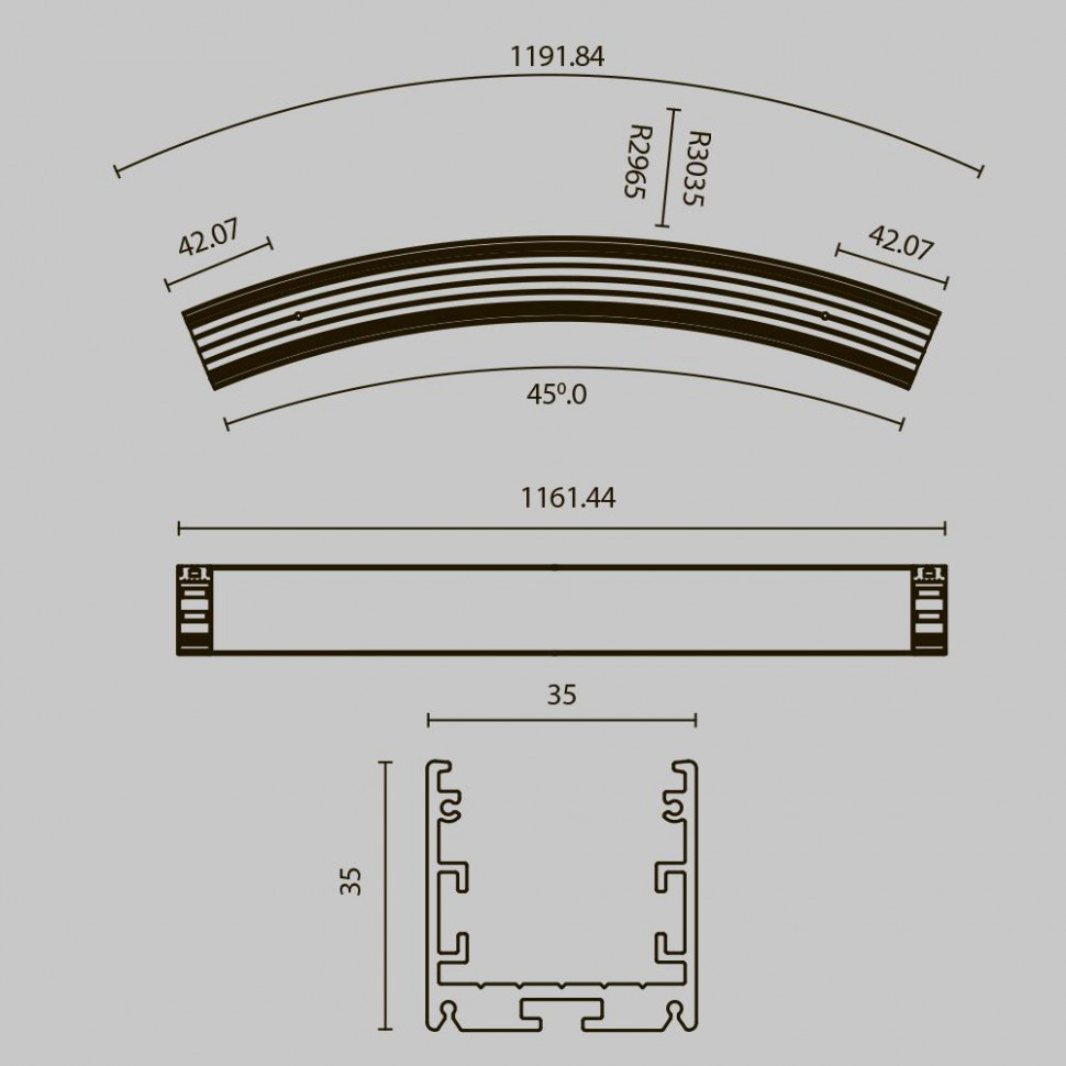 Радиусный профиль Maytoni Led strip ALM-3535R-B-D-45°-3M