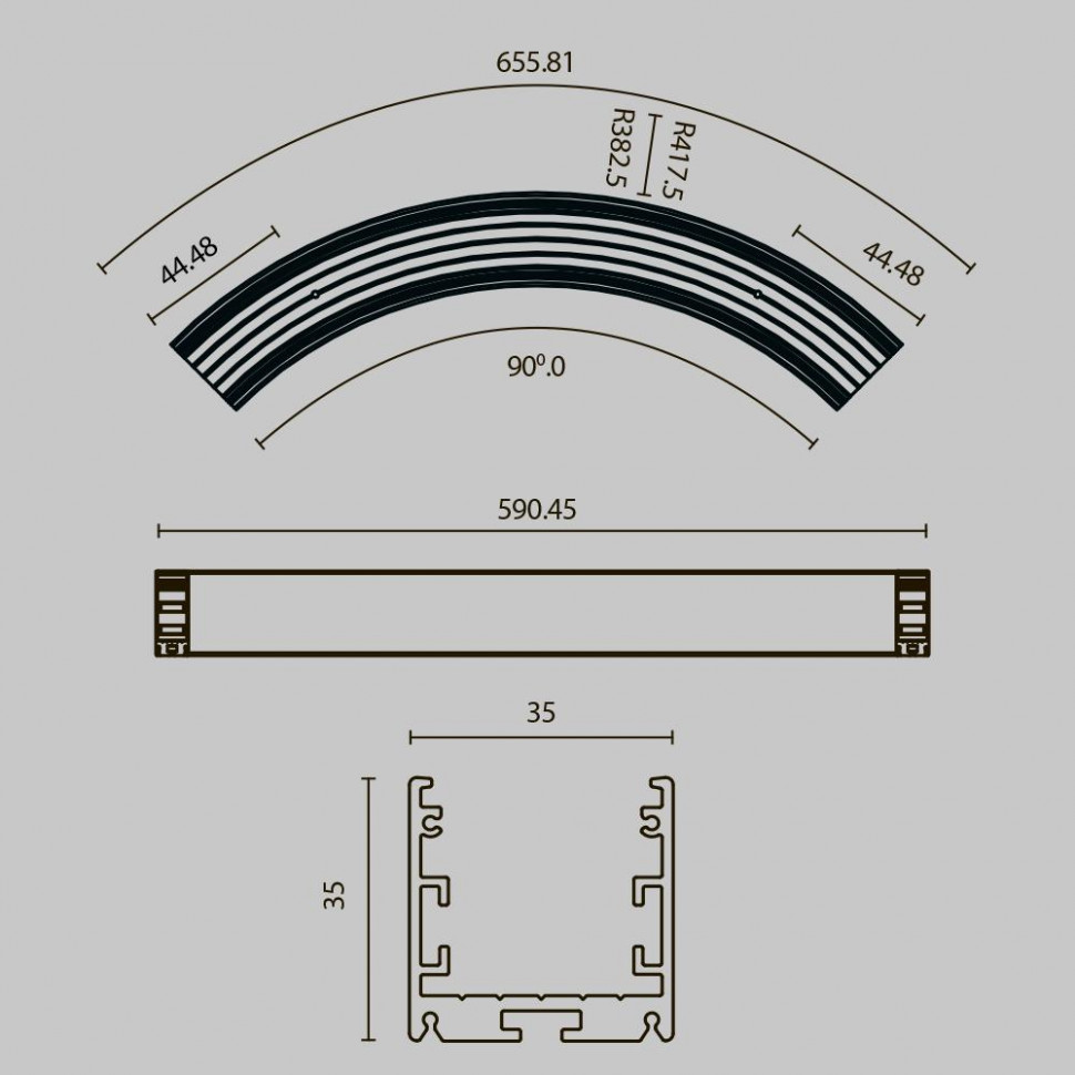 Радиусный профиль Maytoni Led strip ALM-3535R-B-D-90°-0.8M