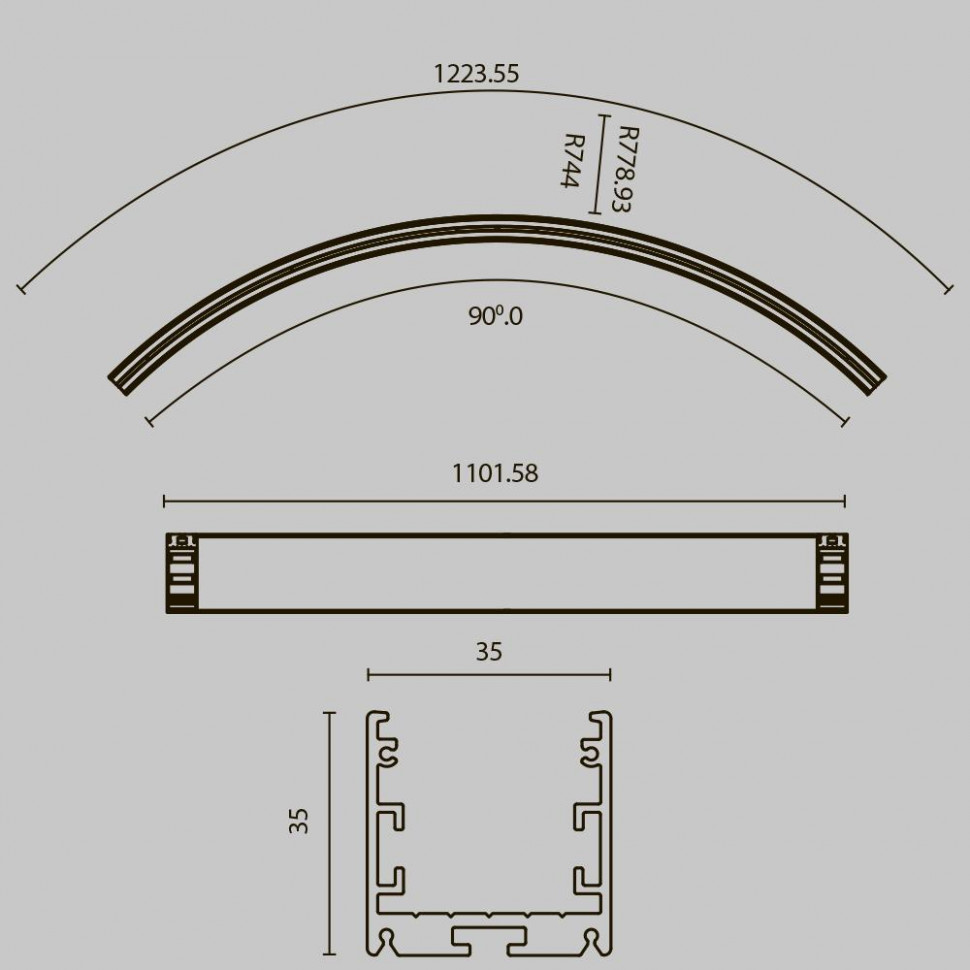 Радиусный профиль Maytoni Led strip ALM-3535R-B-EX-90°-1.5M