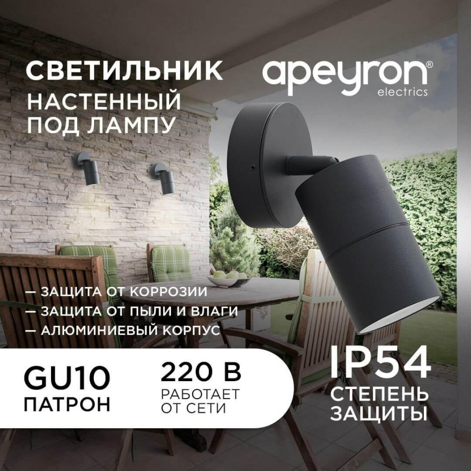 Уличный настенный светильник Apeyron Graphite 11-117