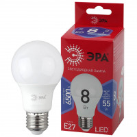 Лампа светодиодная Эра E27 8W 6500K LED A60-8W-865-E27 R Б0045323