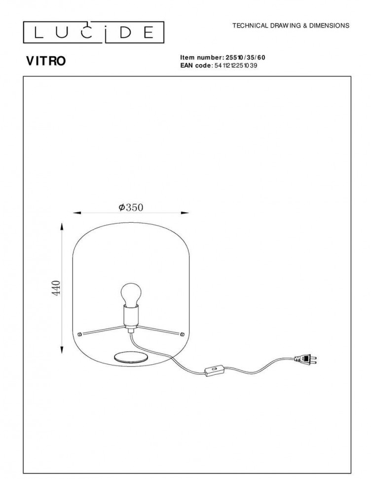 Настольная лампа Lucide Vitro 25510/35/60