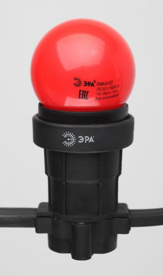 Лампа светодиодная ЭРА E27 1W 3000K красная ERARL45-E27 Б0049575