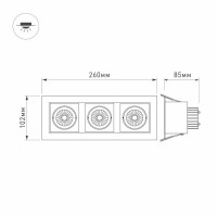 Встраиваемый светодиодный светильник Arlight CL-Kardan-S260x102-3x9W Day 024135