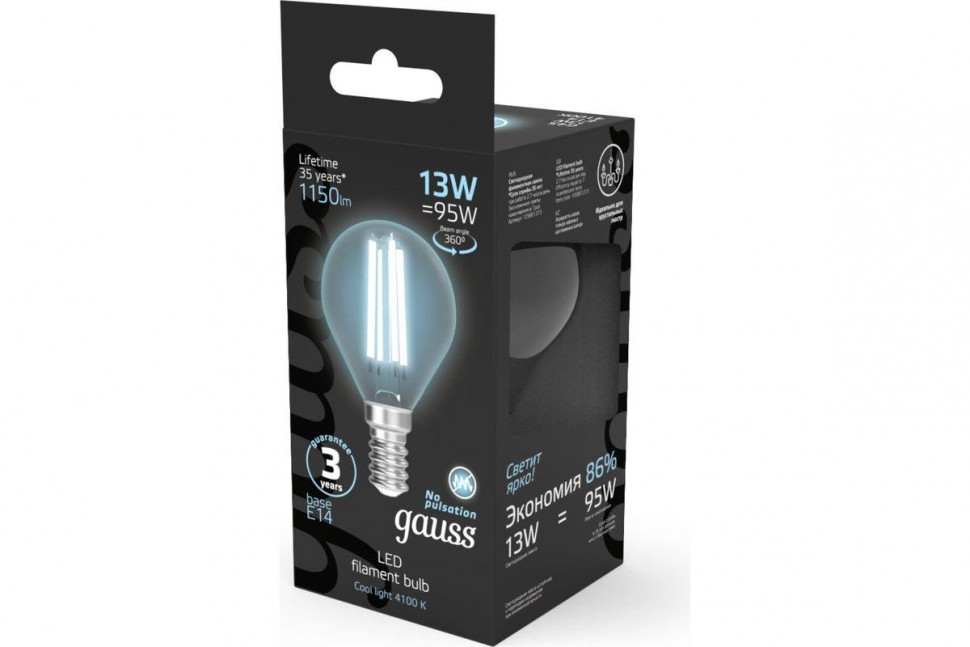 Лампа светодиодная Gauss Filament E14 13W 4100K 105801213