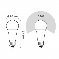 Лампа светодиодная Gauss E27 30W 4100K груша матовая 73229