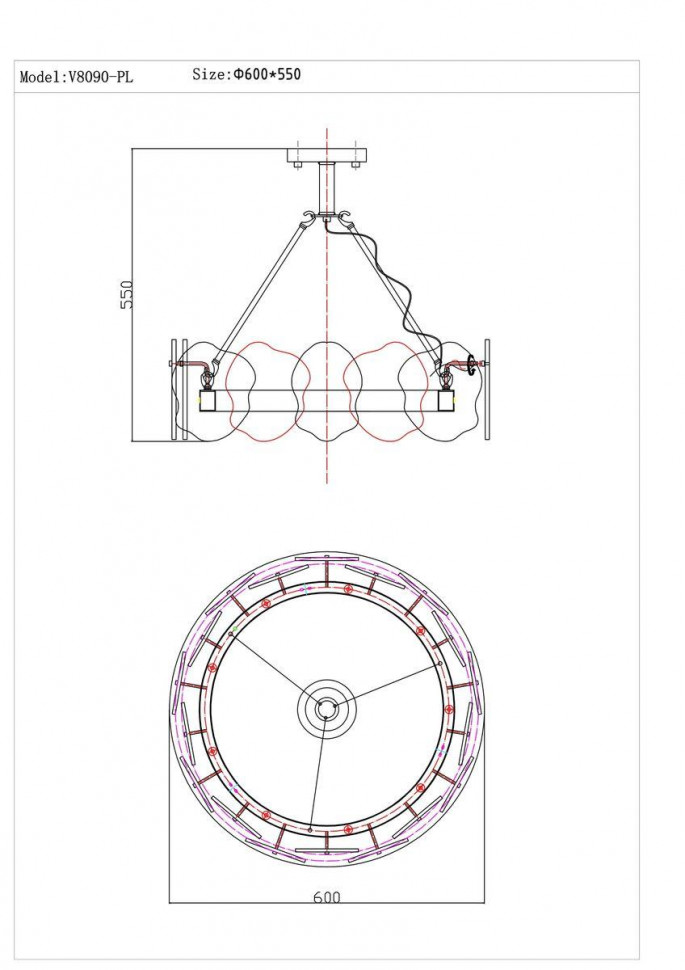 Подвесной светодиодный светильник Moderli Square V8090-PL