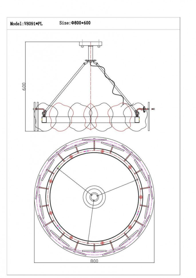 Подвесная люстра Moderli Square V8091-PL