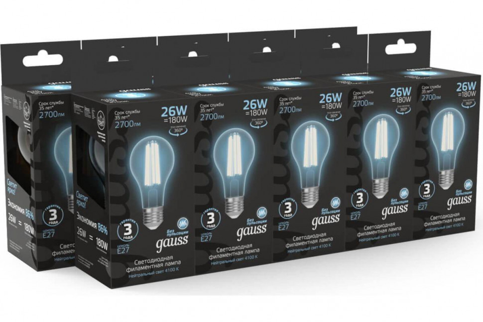 Лампа светодиодная Gauss Filament E27 26W 4100K 102902226