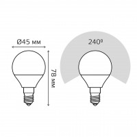 Лампа светодиодная Gauss E14 6W 3000K шар матовый 53116