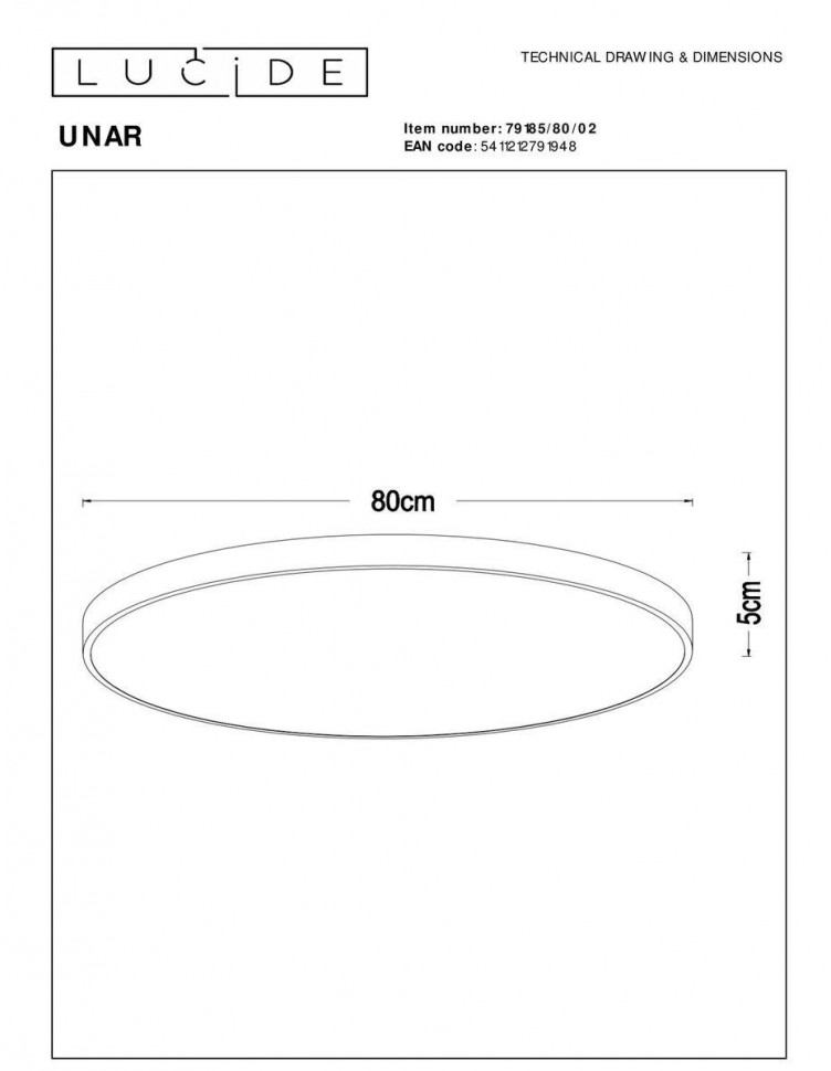 Потолочный светильник Lucide Unar 79185/80/02