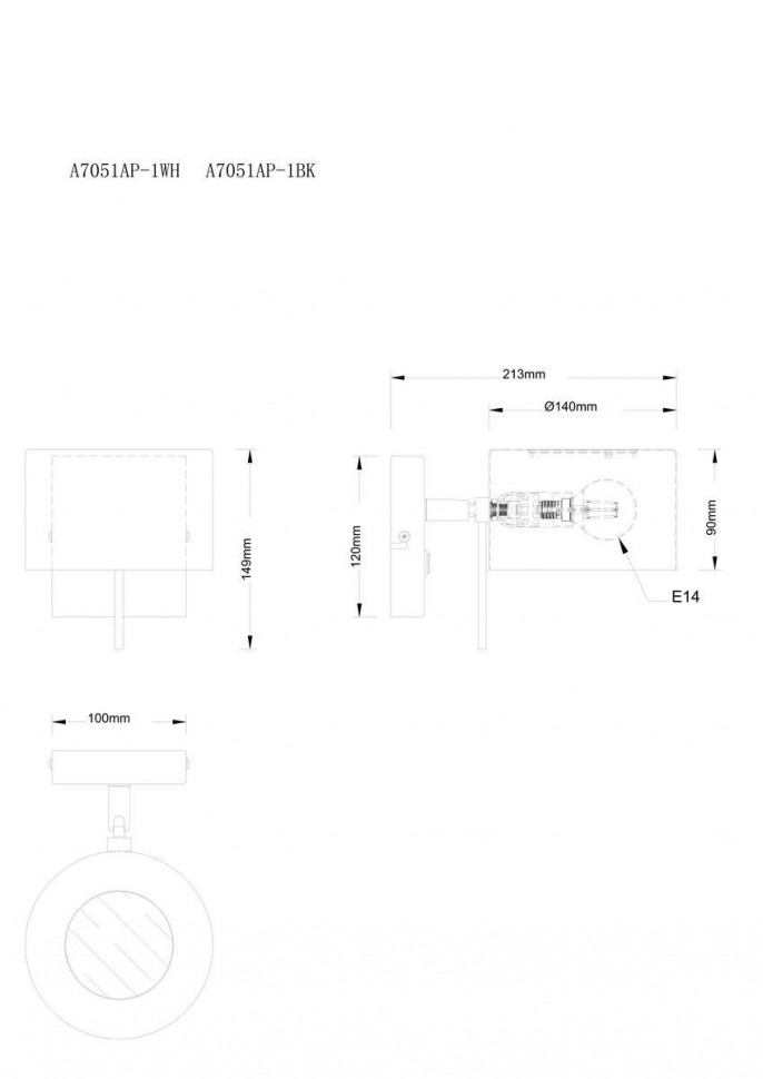 Бра Arte Lamp Sebastian A7051AP-1BK