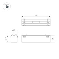Трековый магнитный светильник Arlight MAG-VIBE-LASER-L101-6W Warm3000 (WH, 24 deg, 48V) 044417