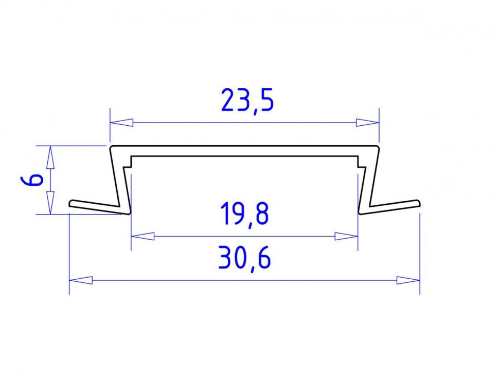 Алюминиевый встраиваемый профиль Ambrella Light Alum Profile GP1100WH
