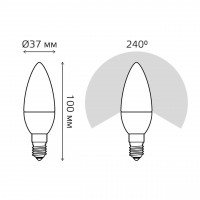 Лампа светодиодная Gauss E14 6W 4100K свеча матовая 33126