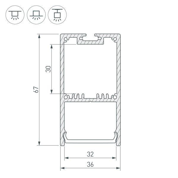 Профиль Arlight SL-Line-3667-3000 Anod 036197