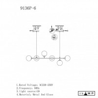 Подвесная люстра iLamp Golden 9136P/6 BK-WH