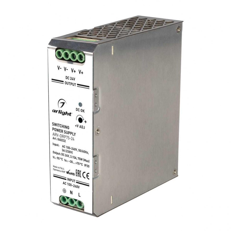 Блок питания Arlight ARV-DRP75-24 (24V, 3.15A, 75W) 040232