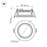 Встраиваемый светодиодный светильник Arlight LT-R160WH 12W Day White 016568