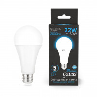 Лампа светодиодная Gauss E27 22W 6500K груша матовая 102502322